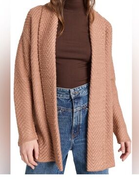 Z Supply Molly Boucle Open Front Long Sweater Size Small New Tan Brown